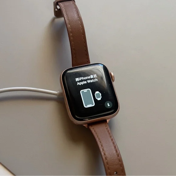 Apple Watch Series 5 44mm in Rose Gold with Brown Leather Strap - Picture 3 of 7